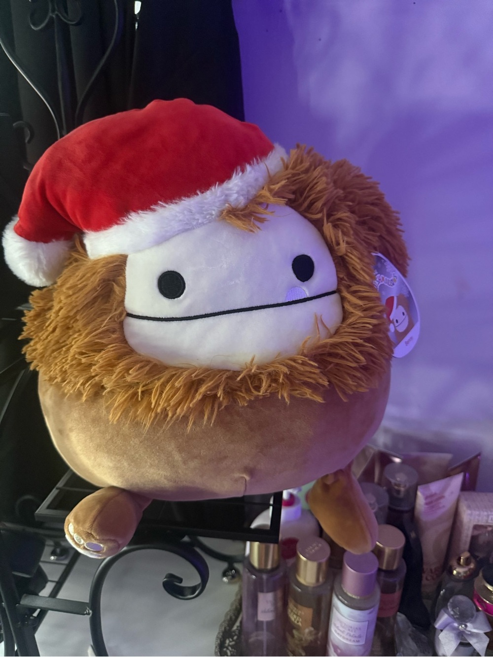 Squishmallows Brown Benny Bigfoot w/Red Santa Hat Holiday Plush Pillow